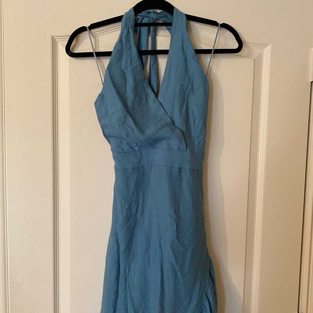 Tie Back Blue Maxi Dress